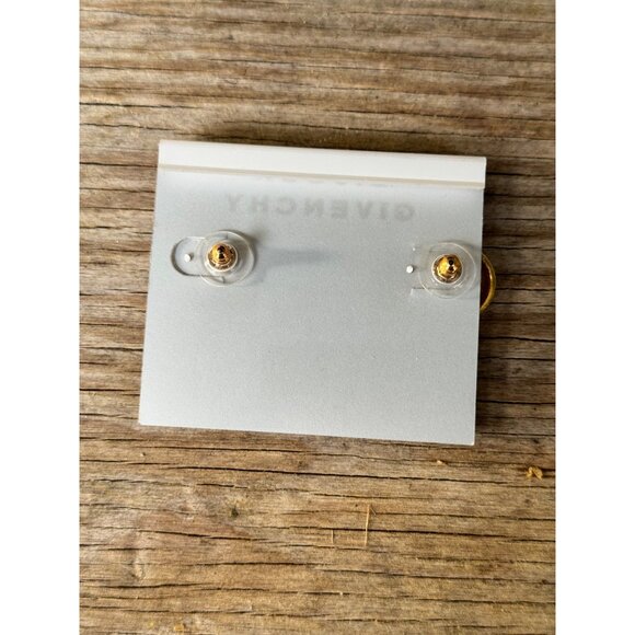 Givenchy Bijoux Gold-Tone & Black Enamel Button Earrings On Card - Picture 2 of 4